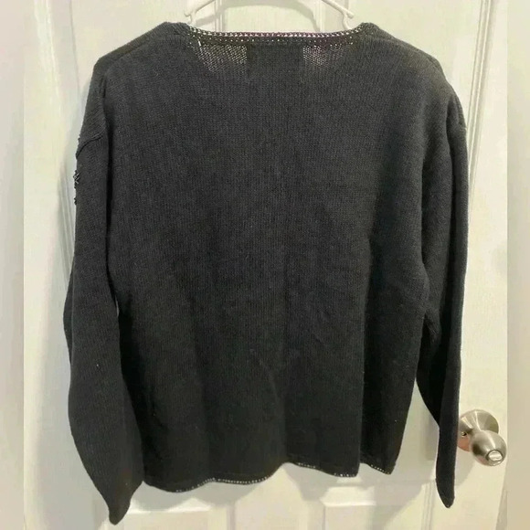 Vintage Tiara Embroidered Cardigan Black Size Small Grannycore - Picture 5 of 7